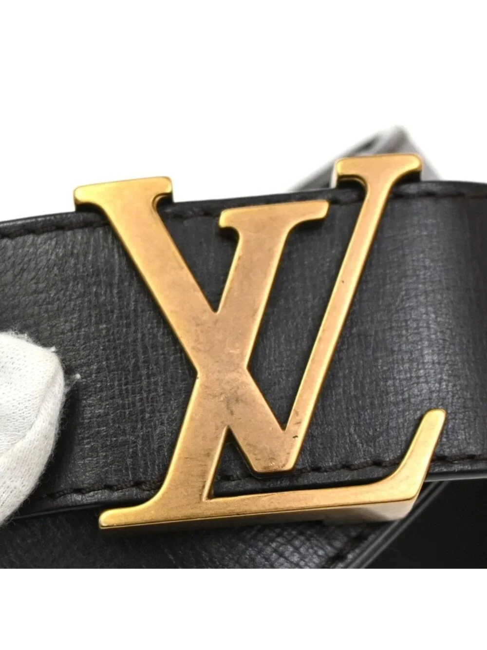 Louis Vuitton Belt Ceinture LV Initial 80 Brown Gold Leather